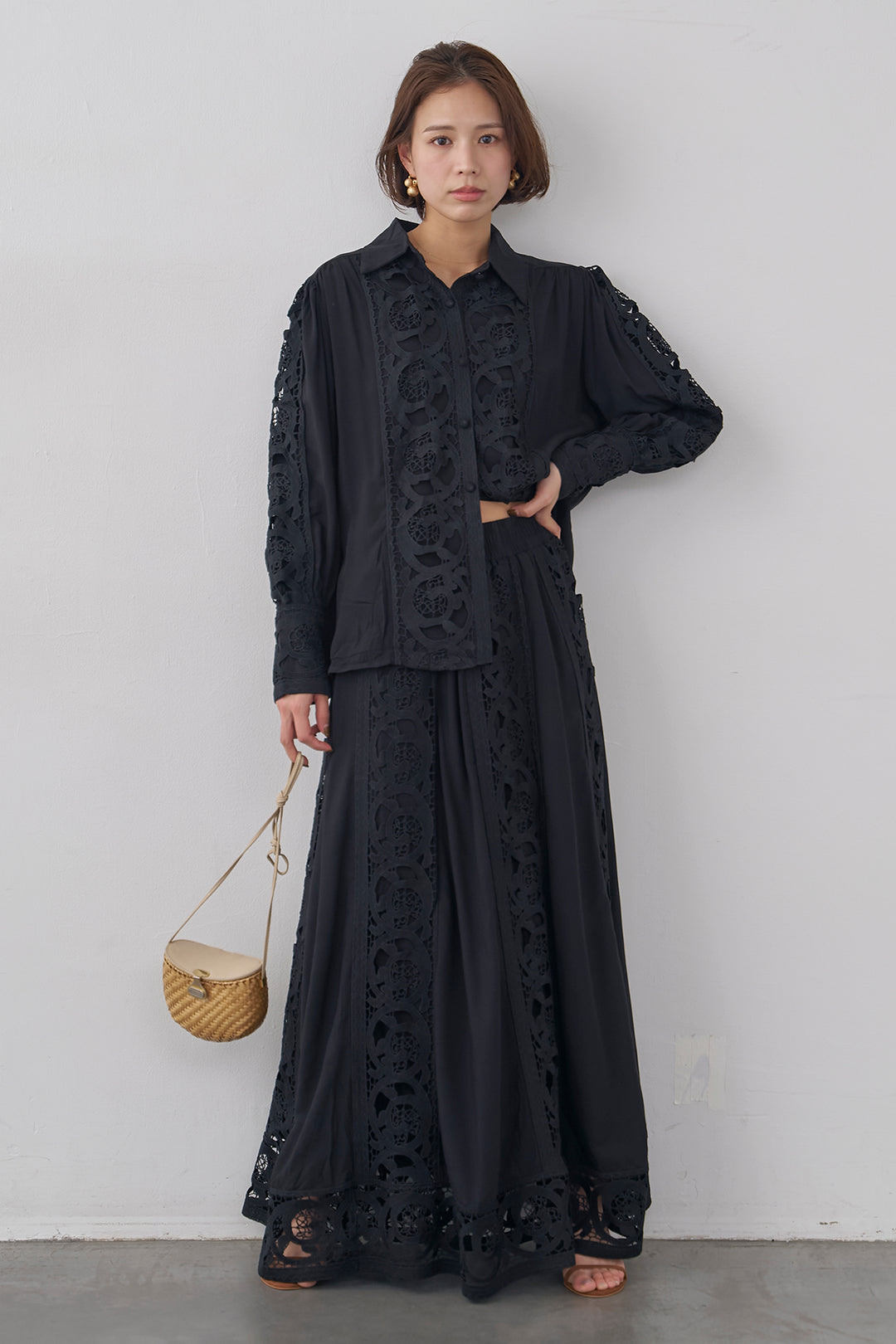 [予約]ヴィンテージライクレースシャツセットアップ