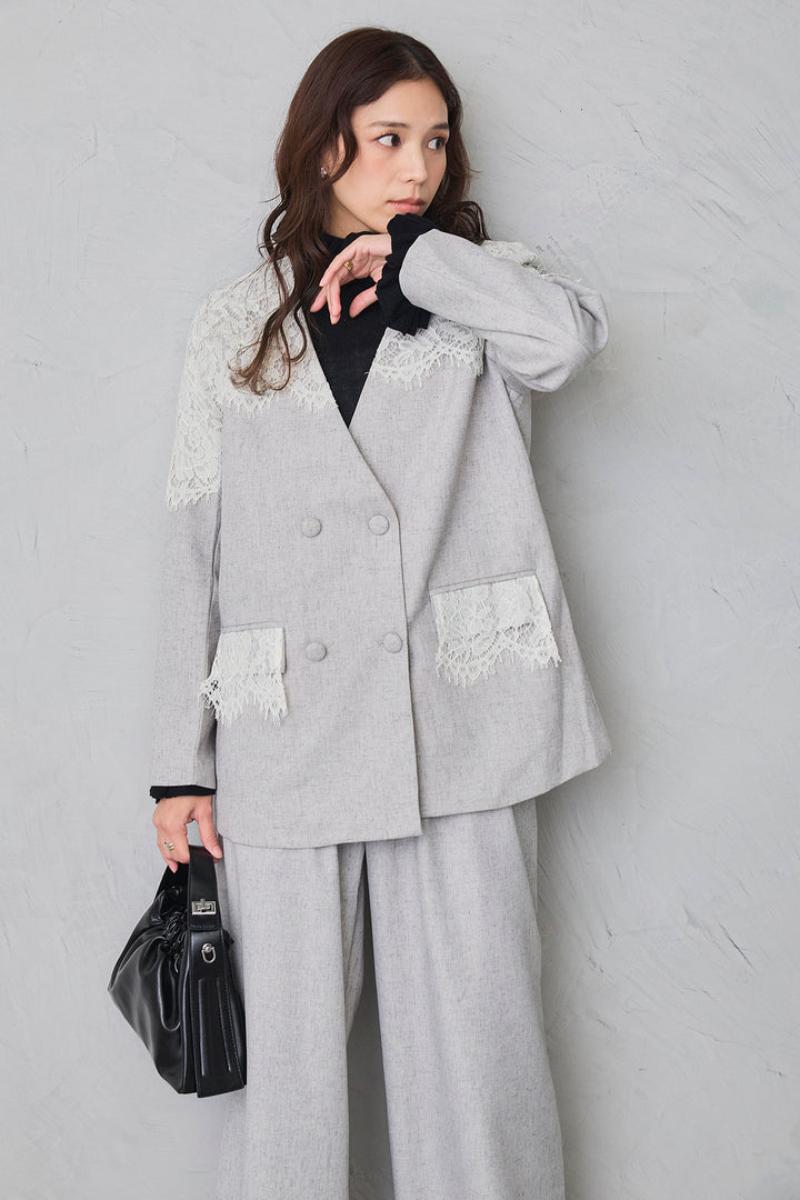 [予約]ショルダーレースデザインジャケット