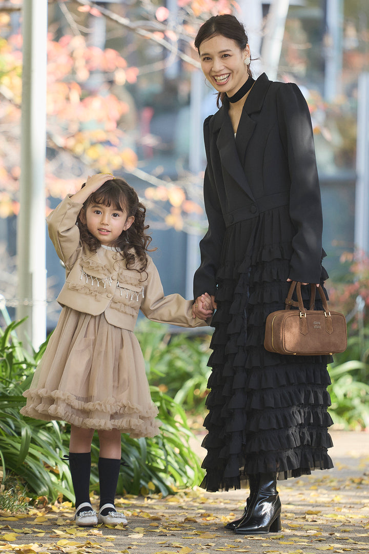 [予約]フリルヘムチュールワンピ＋ジャケットセット