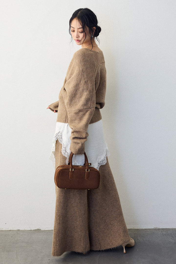 [予約/SET]カシュクール美ラインニットセットアップ+サテンレースアシメキャミ(2set)