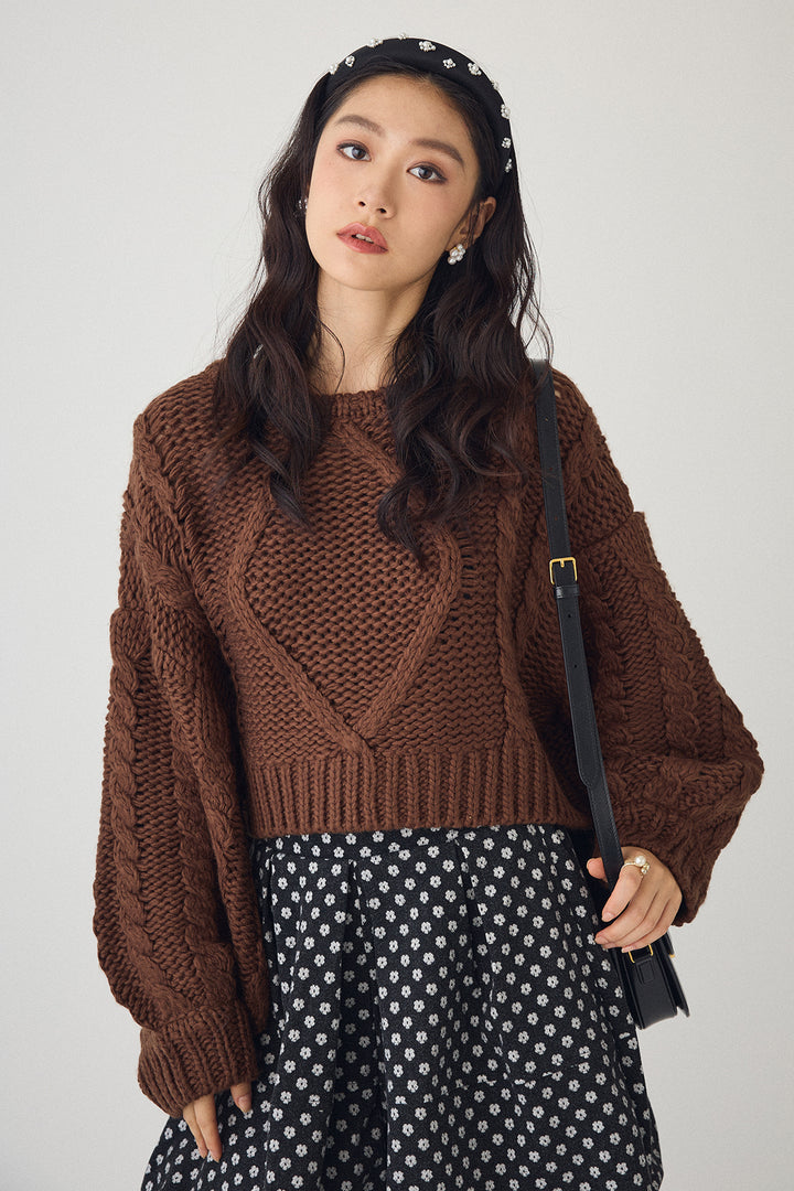 [予約/SET]ローピングケーブルショートニット+ミニフラワーバルーンショートパンツ(2set)