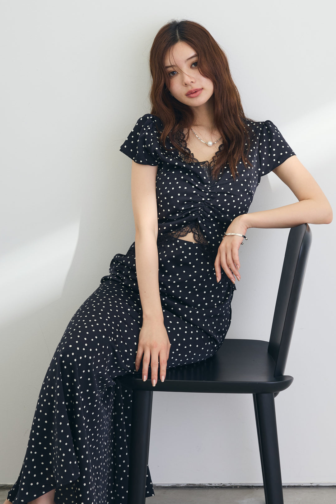 [予約]フロントカットドット美シルエットワンピ