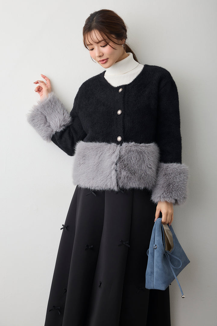 [予約]配色ファードッキングコート