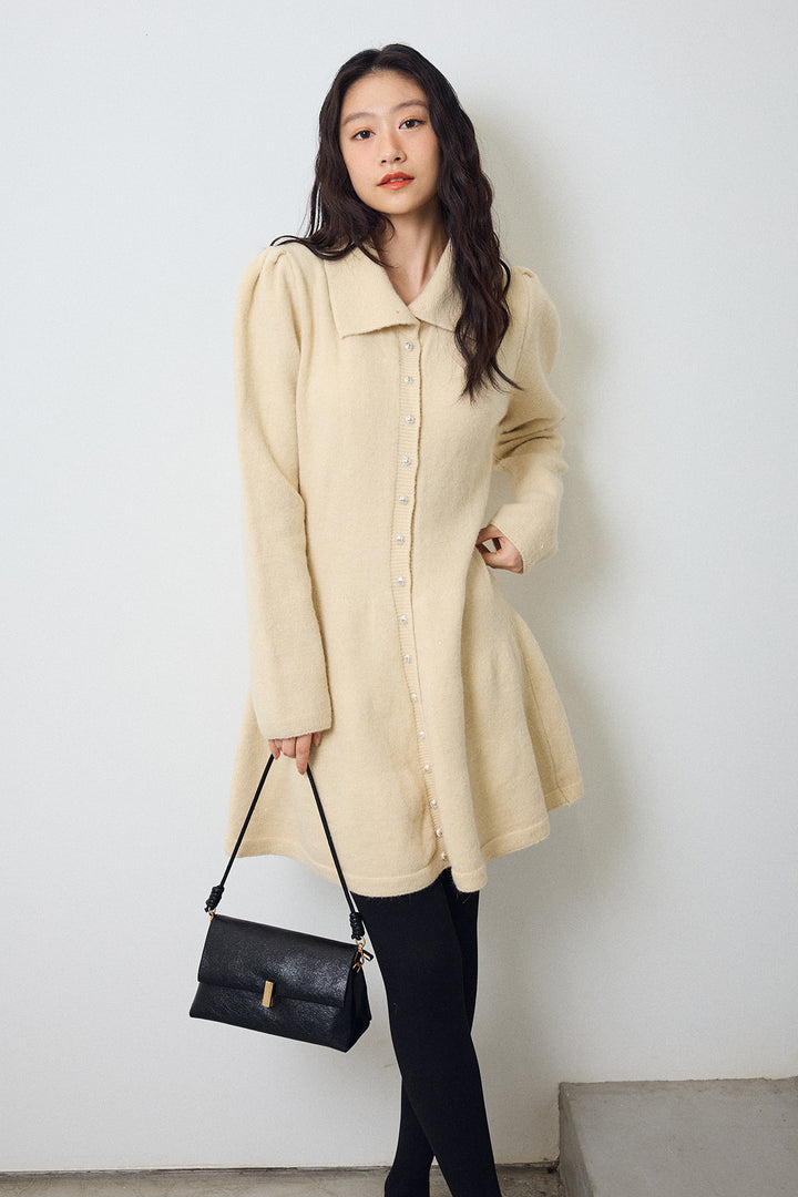 [予約]セミフレアラインニットミニワンピ