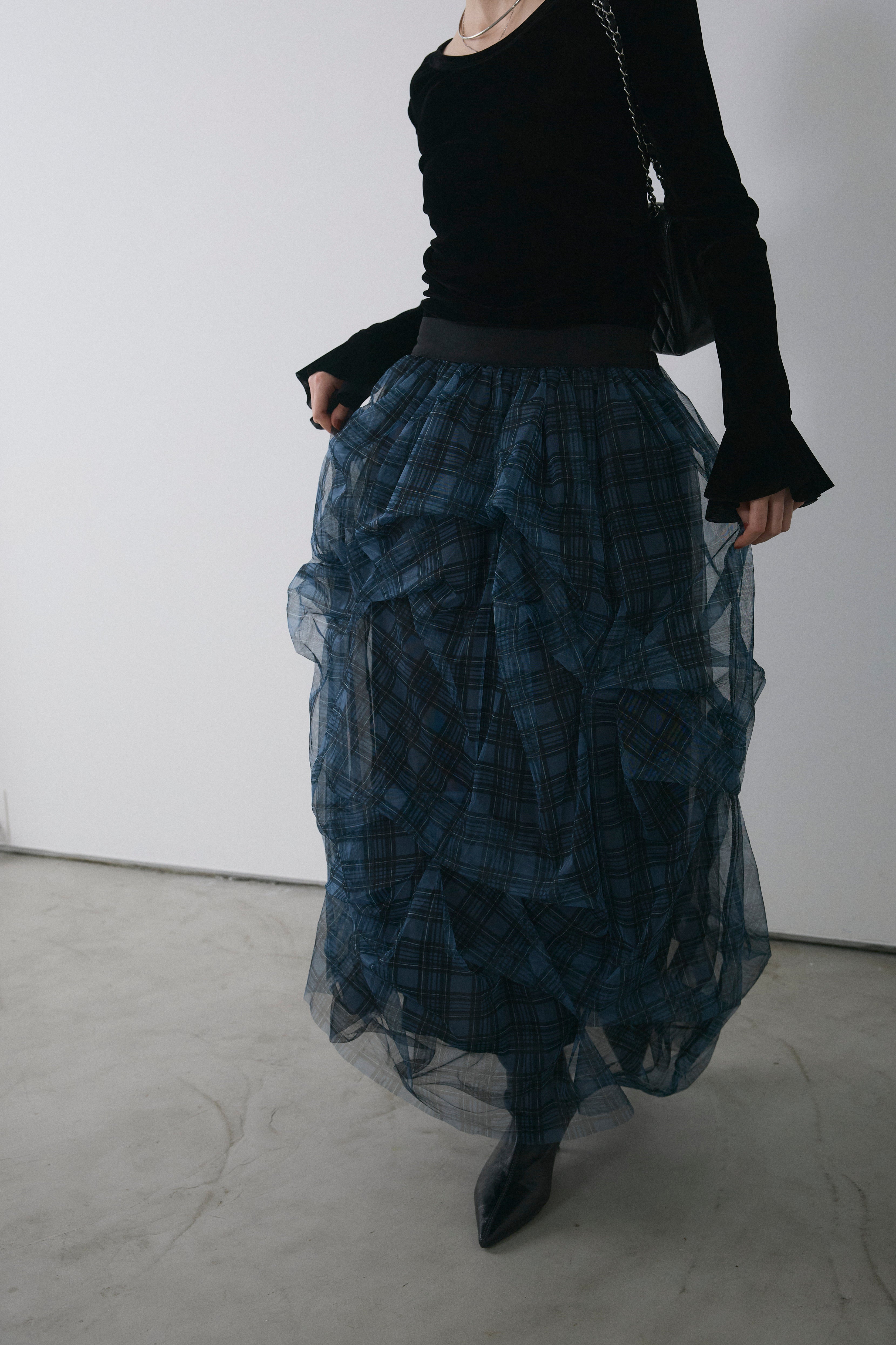 予約]マルチパターンタックチュールスカート – Frene