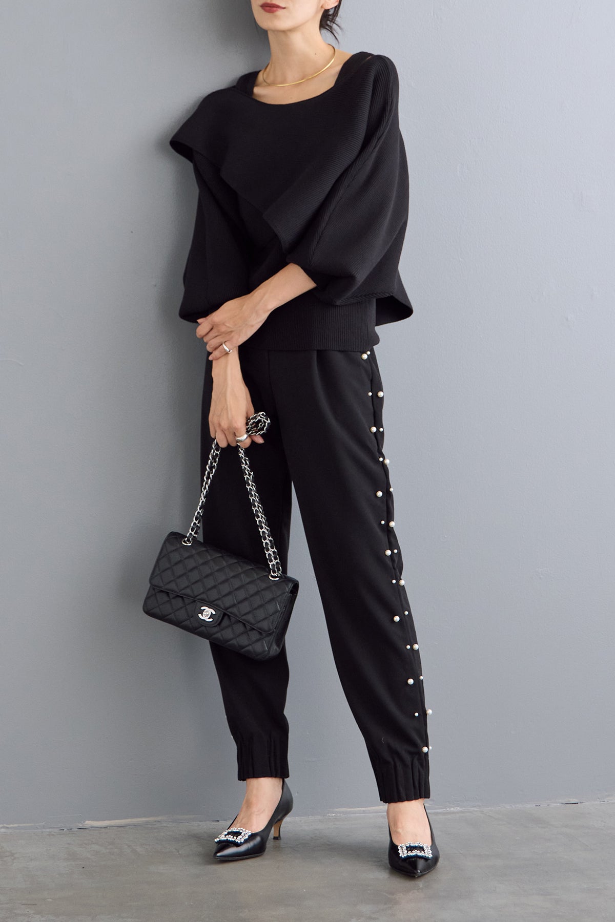 予約/SET]アシメケープタンクニットセット+サイドパール裾タック