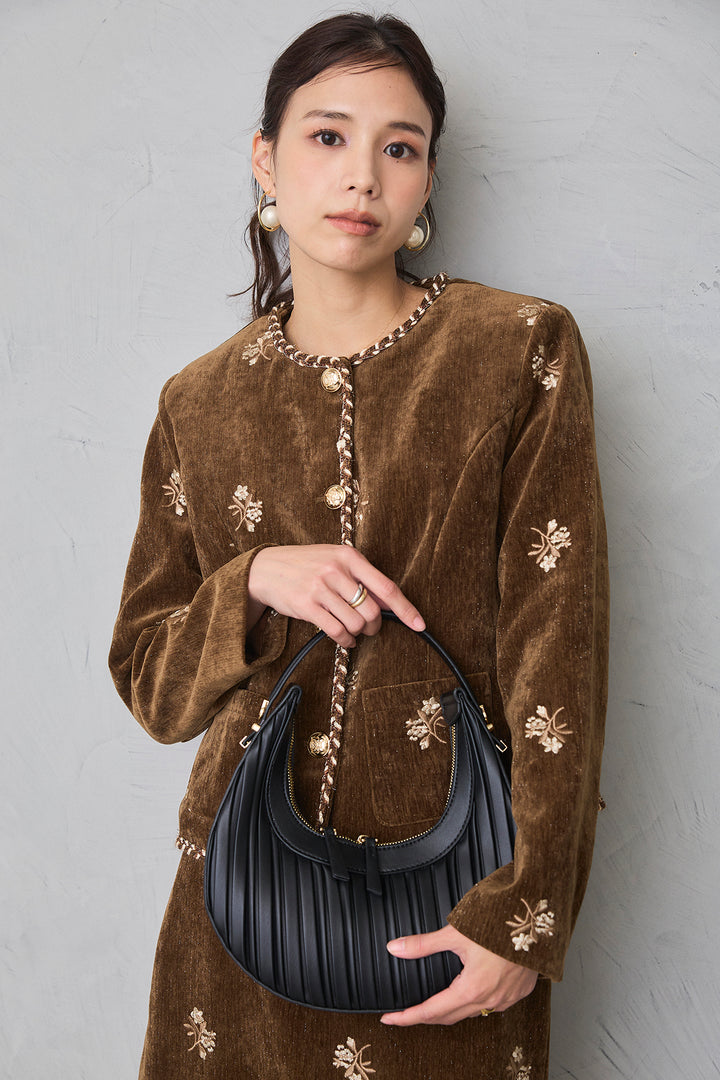 [予約]ヴィンテージフラワー刺繍ラメベロアセットアップ