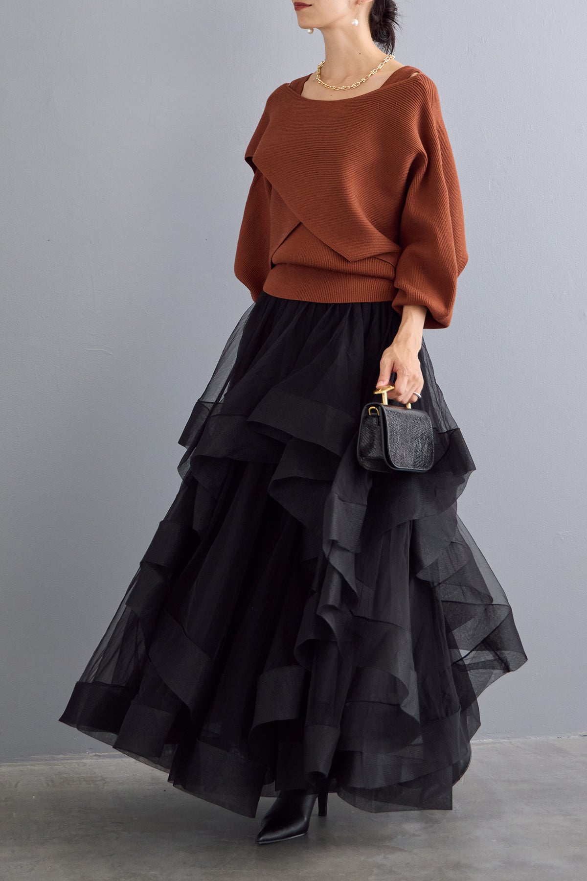 予約/SET]アシメケープタンクニットセット+ランダムフリルティアード