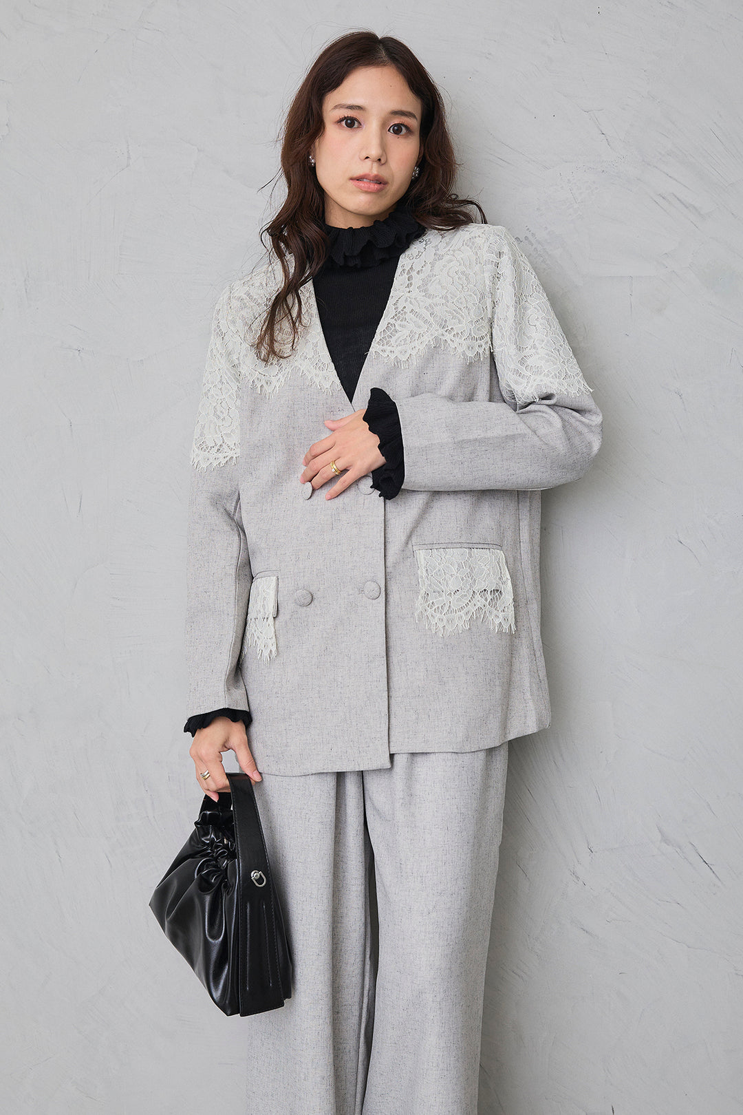 [予約]ショルダーレースデザインジャケット