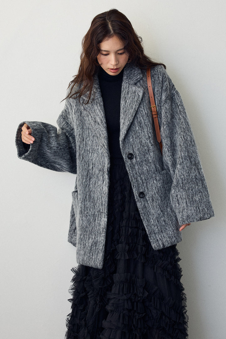 [予約/SET]シャギーミドル丈コート+スフレアシメチュールスカート(2set)