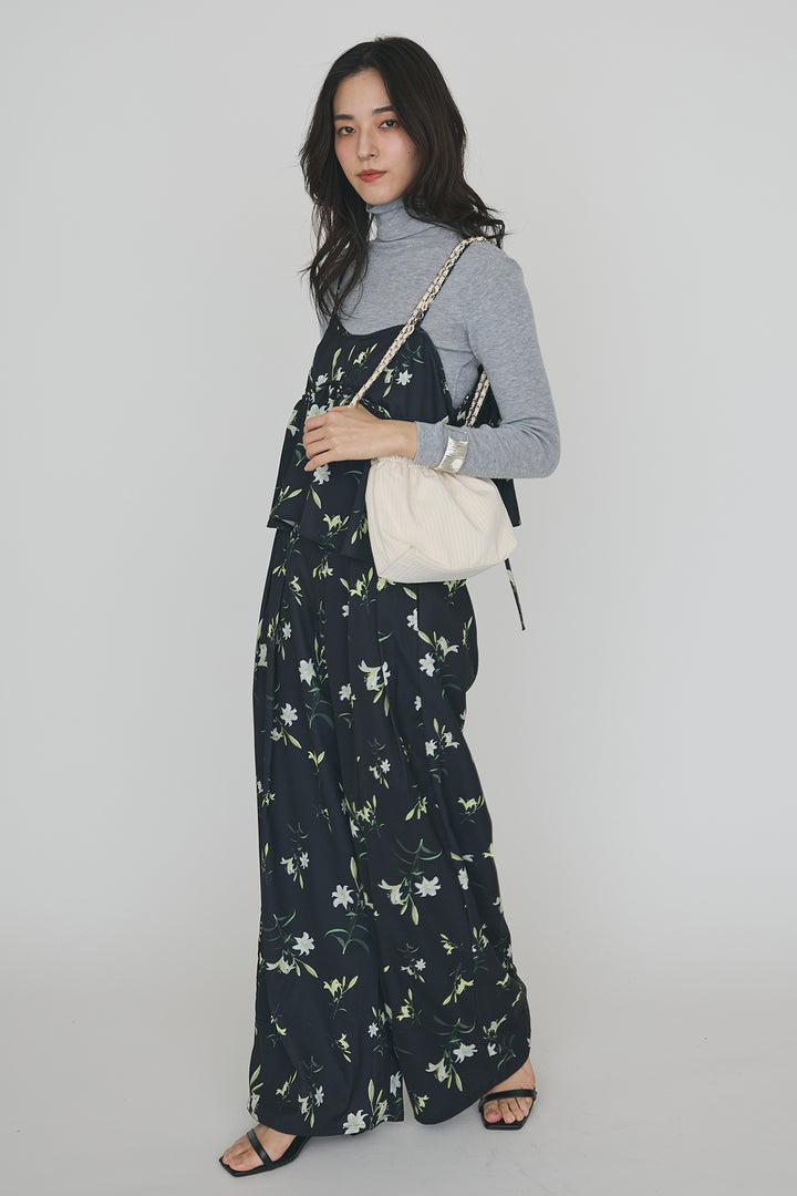 [予約/SET]シックフラワービスチェキャミソール+シックフラワータックワイドパンツ(2set)