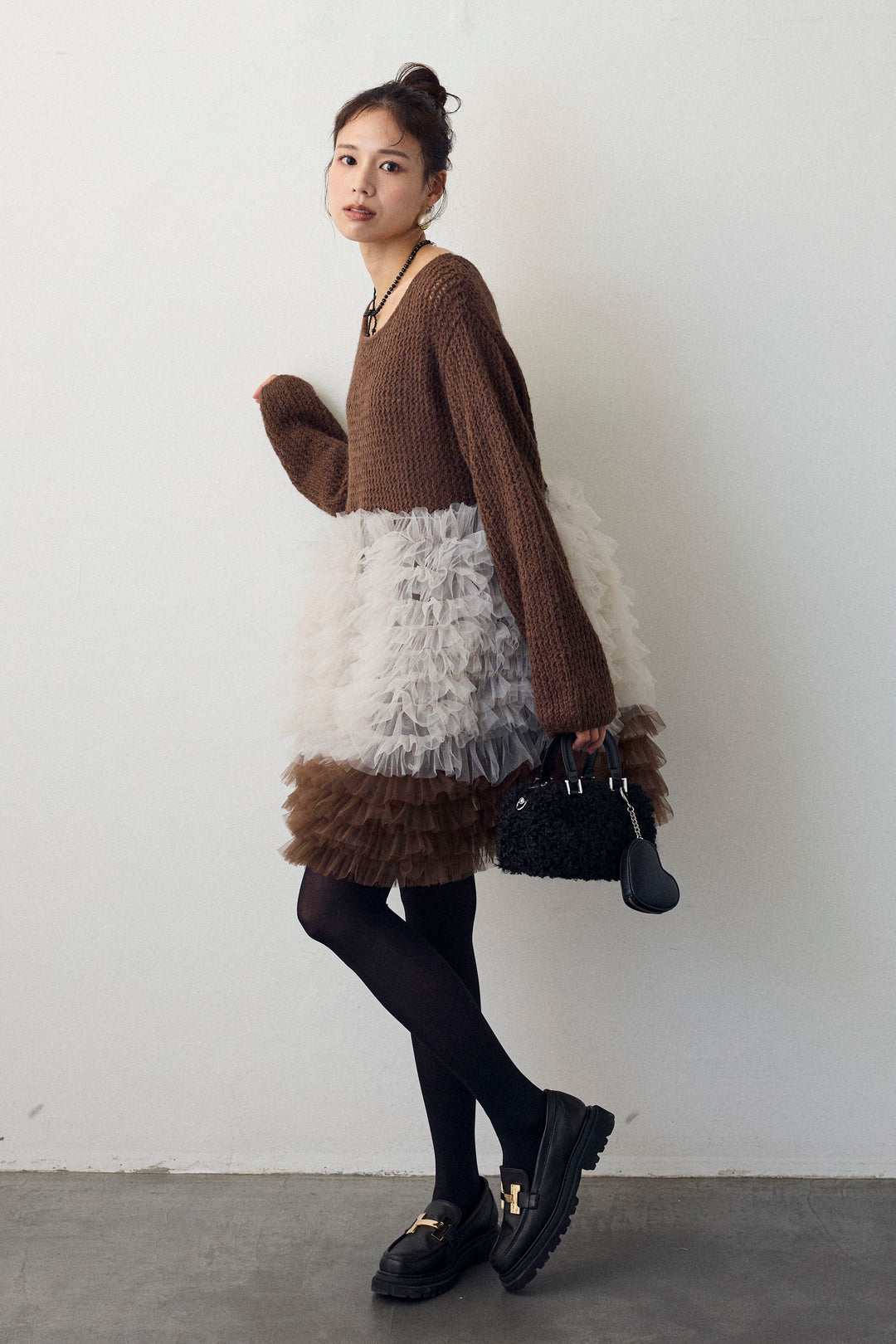 [予約]ホイップチュールドッキングニットワンピ