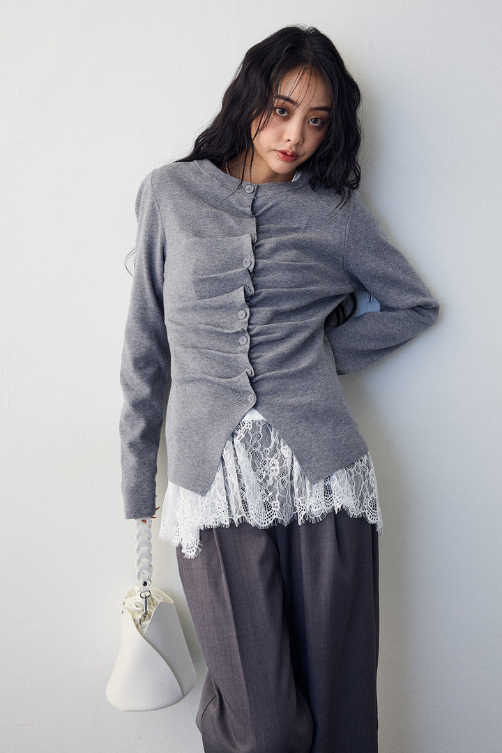 [予約]フロントギャザーデザインカーデ