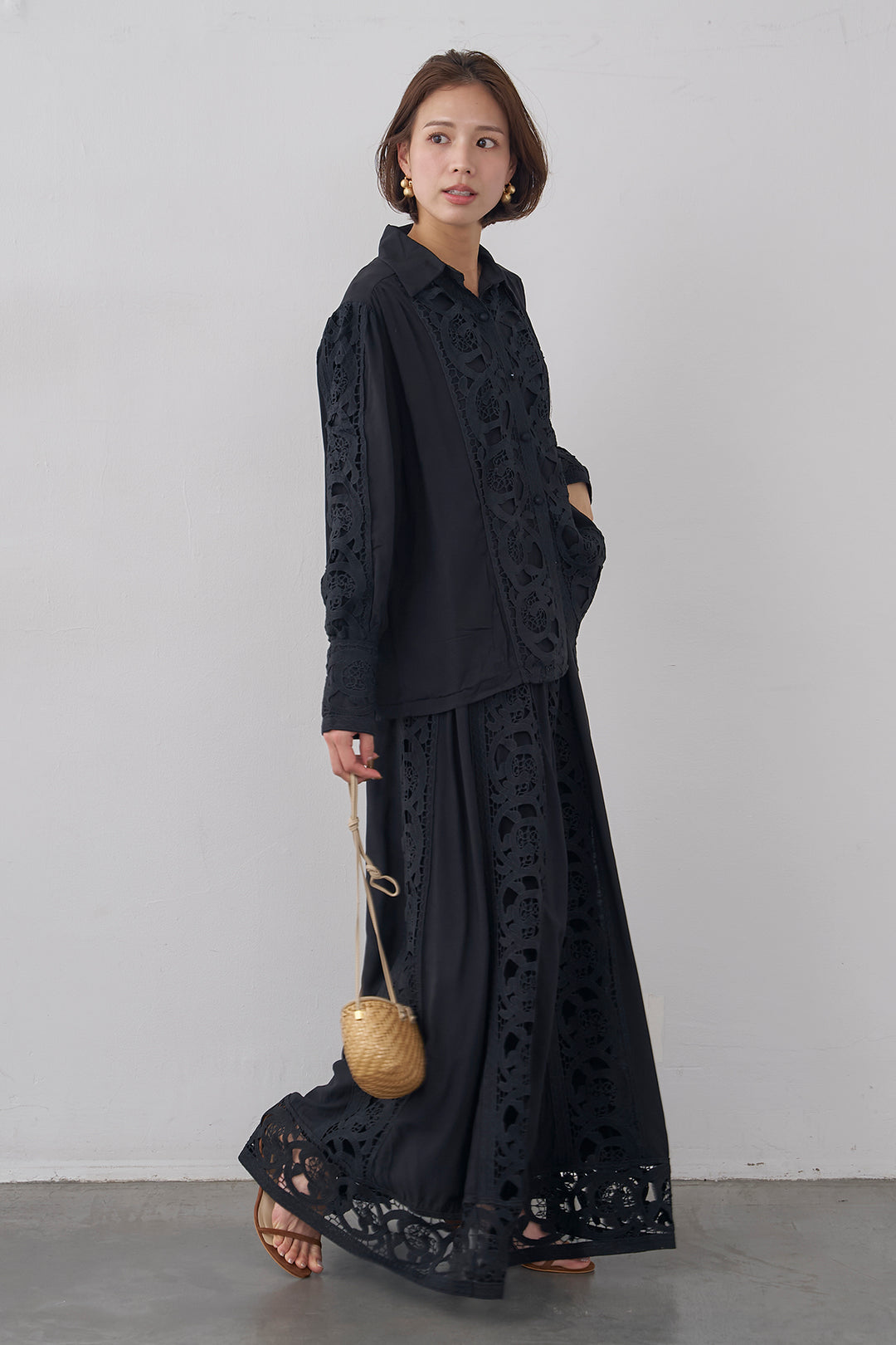 [予約]ヴィンテージライクレースシャツセットアップ