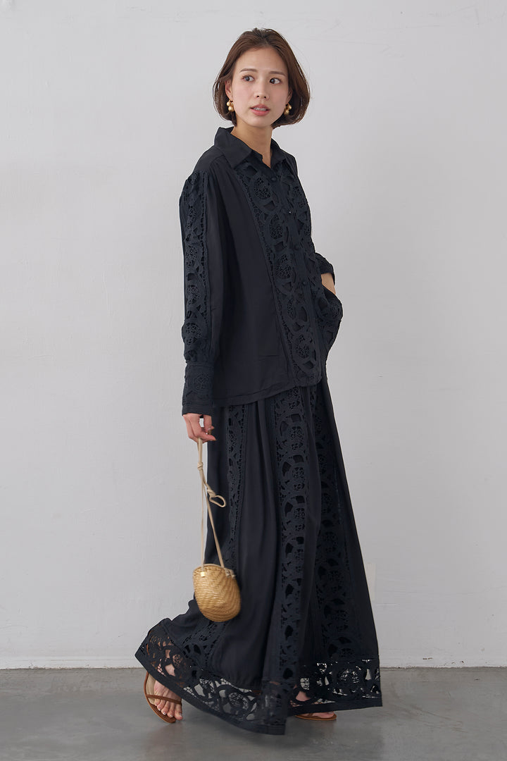 [予約]ヴィンテージライクレースシャツセットアップ