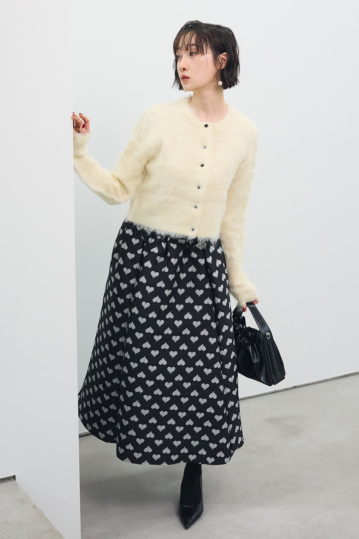 [予約]モヘアタッチクロップドニットカーデ