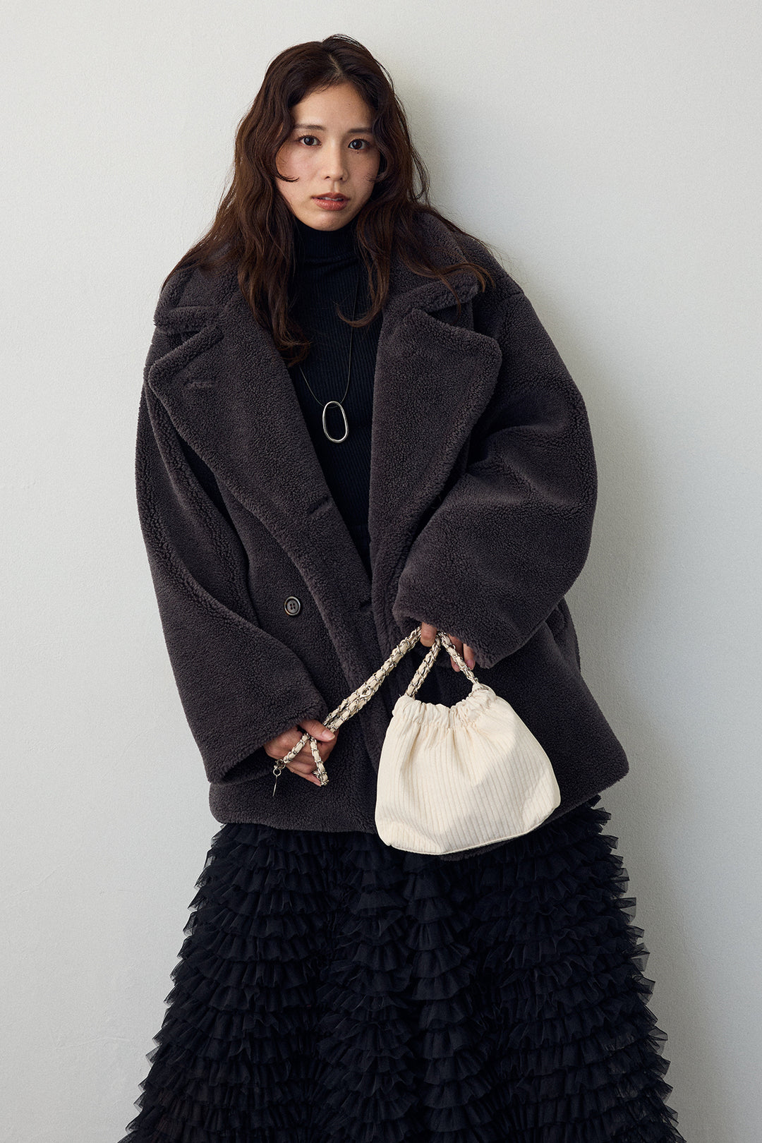 [予約/SET]テディボアミディ丈コート+ホイップチュールティアードスカート(2set)