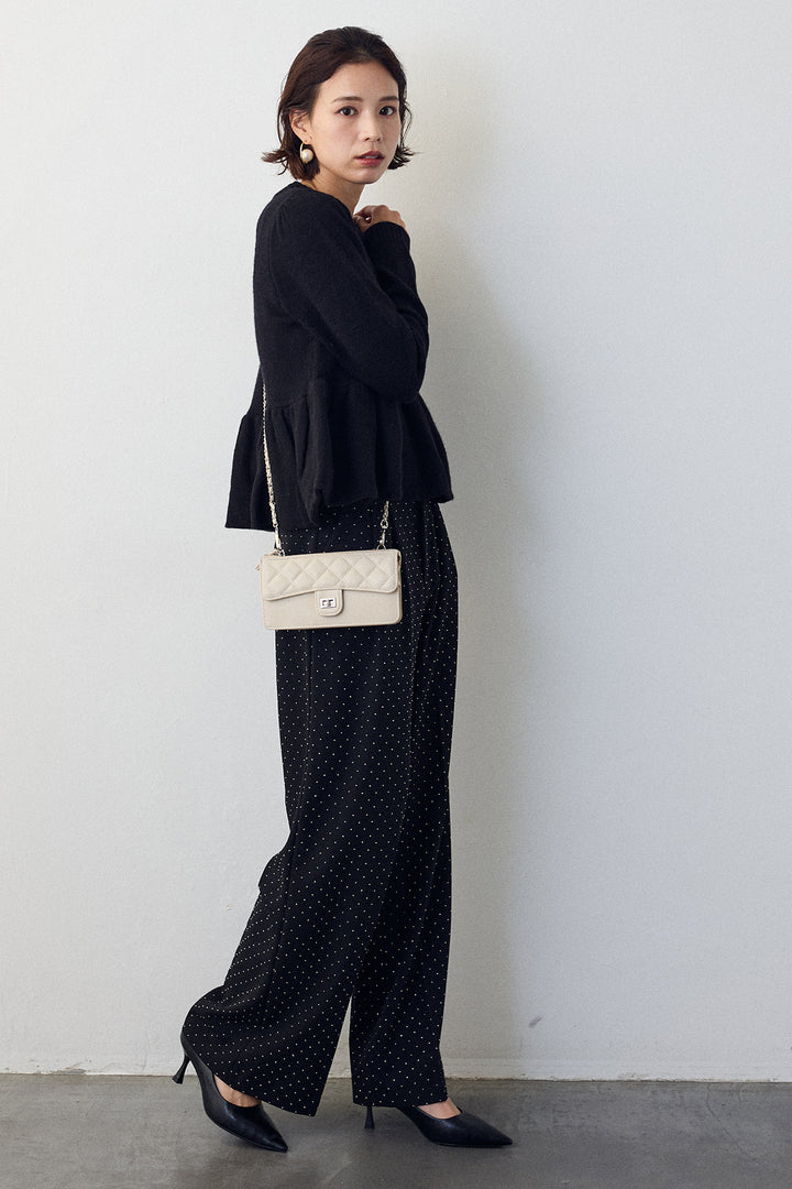 [予約/SET]アルパカタッチバルーンヘムニットプルオーバー+ラインストーンストレートパンツ(2set)