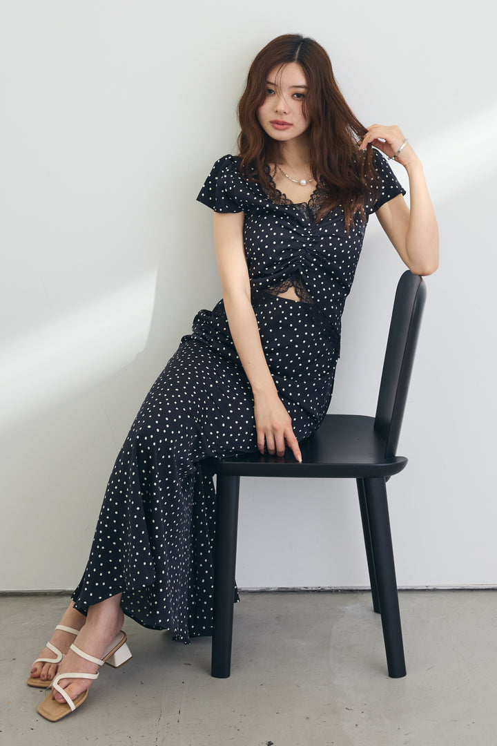 [予約]フロントカットドット美シルエットワンピ