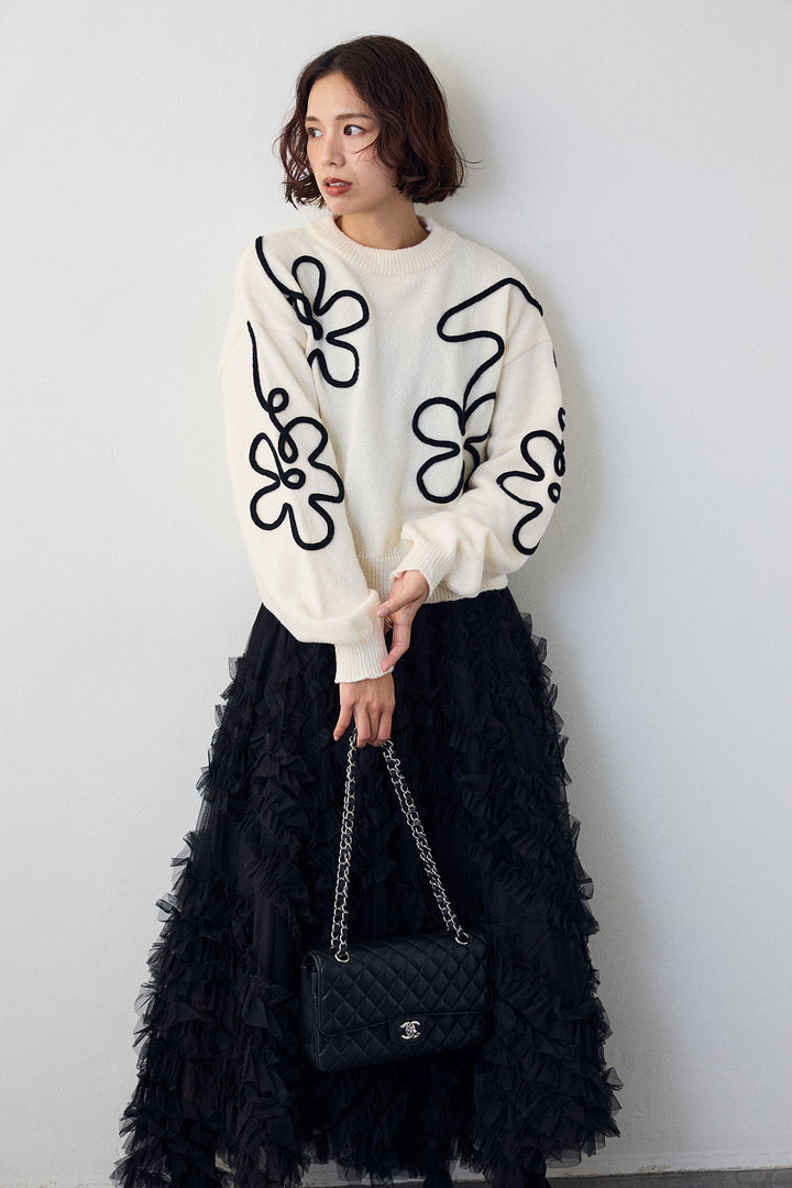 [予約]コードフラワーニットプルオーバー