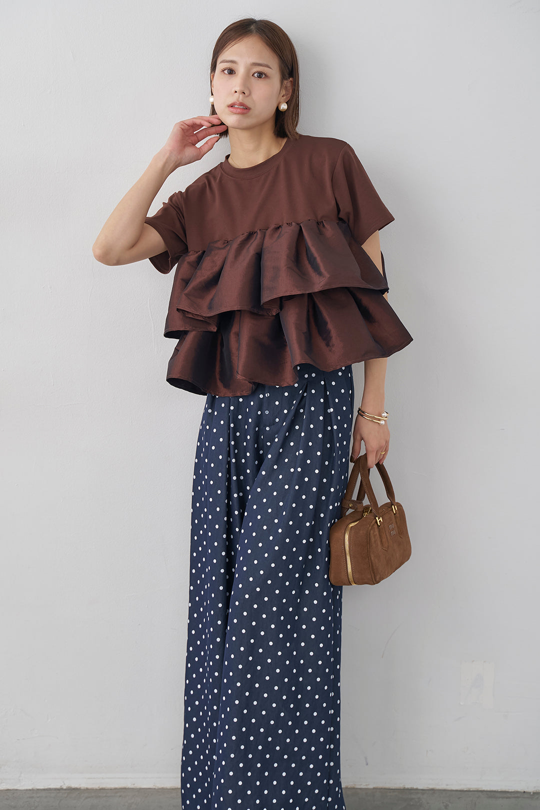 [予約]ナイロンフリルドッキングTシャツ