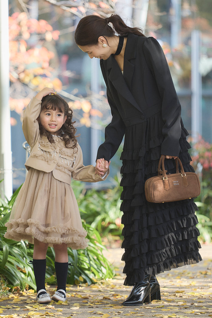 [予約]フリルヘムチュールワンピ＋ジャケットセット