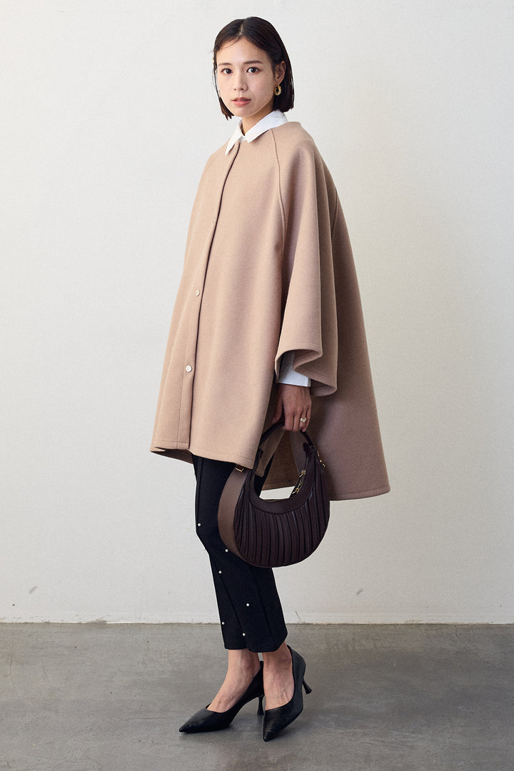 [予約/SET]ウールライクドルマンポンチョコート+センターシームランダムパールパンツ(2set)