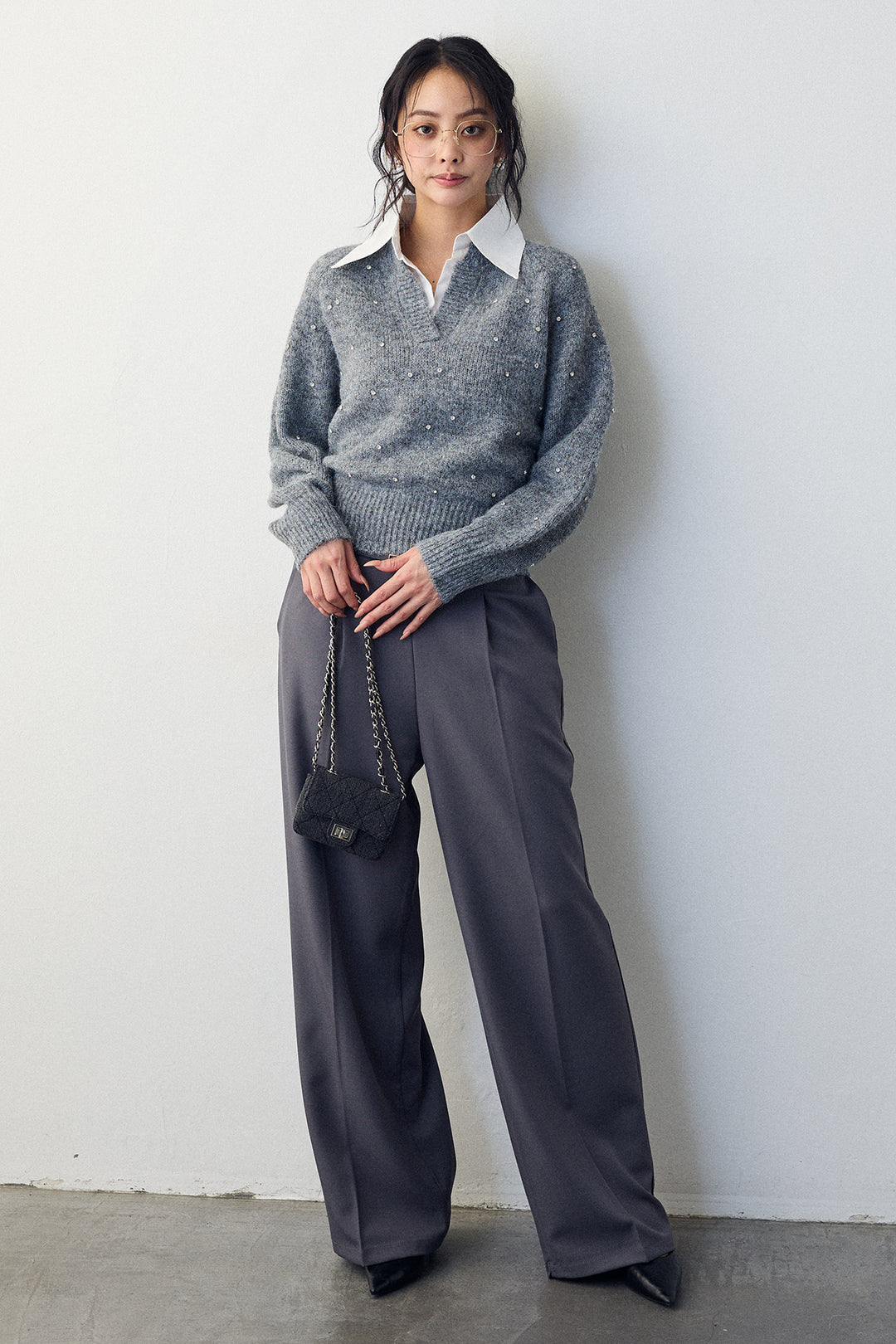 [予約]ポイントベルトセットストレートワイドパンツ