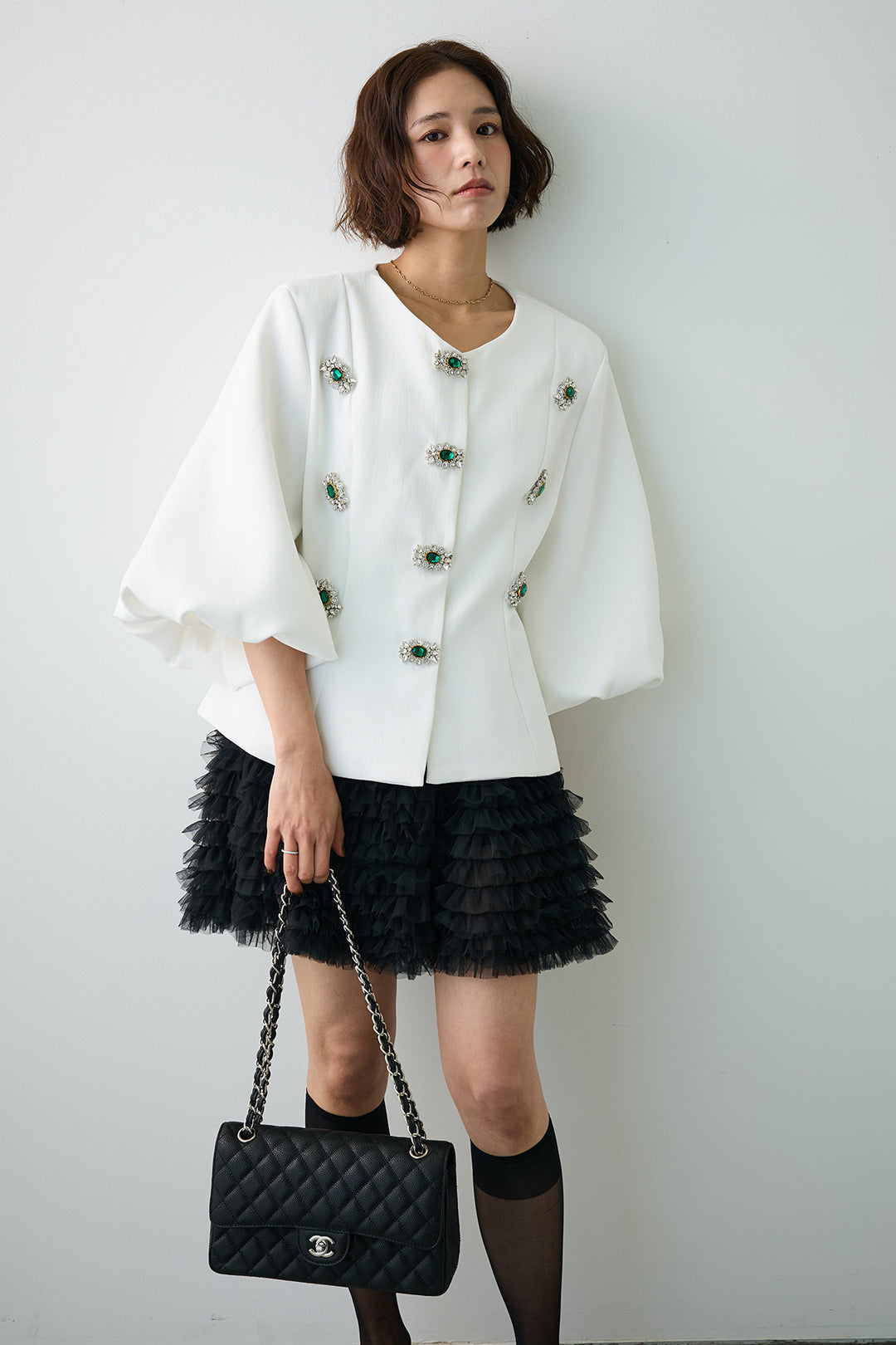 [予約/SET]クラシカルビジュー美ラインジャケット+ホイップチュールミニ丈スカート(2set)