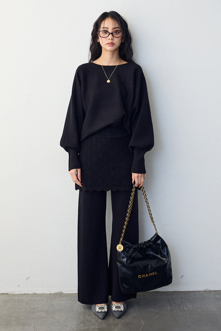 [予約]スカートレイヤードニットセットアップ