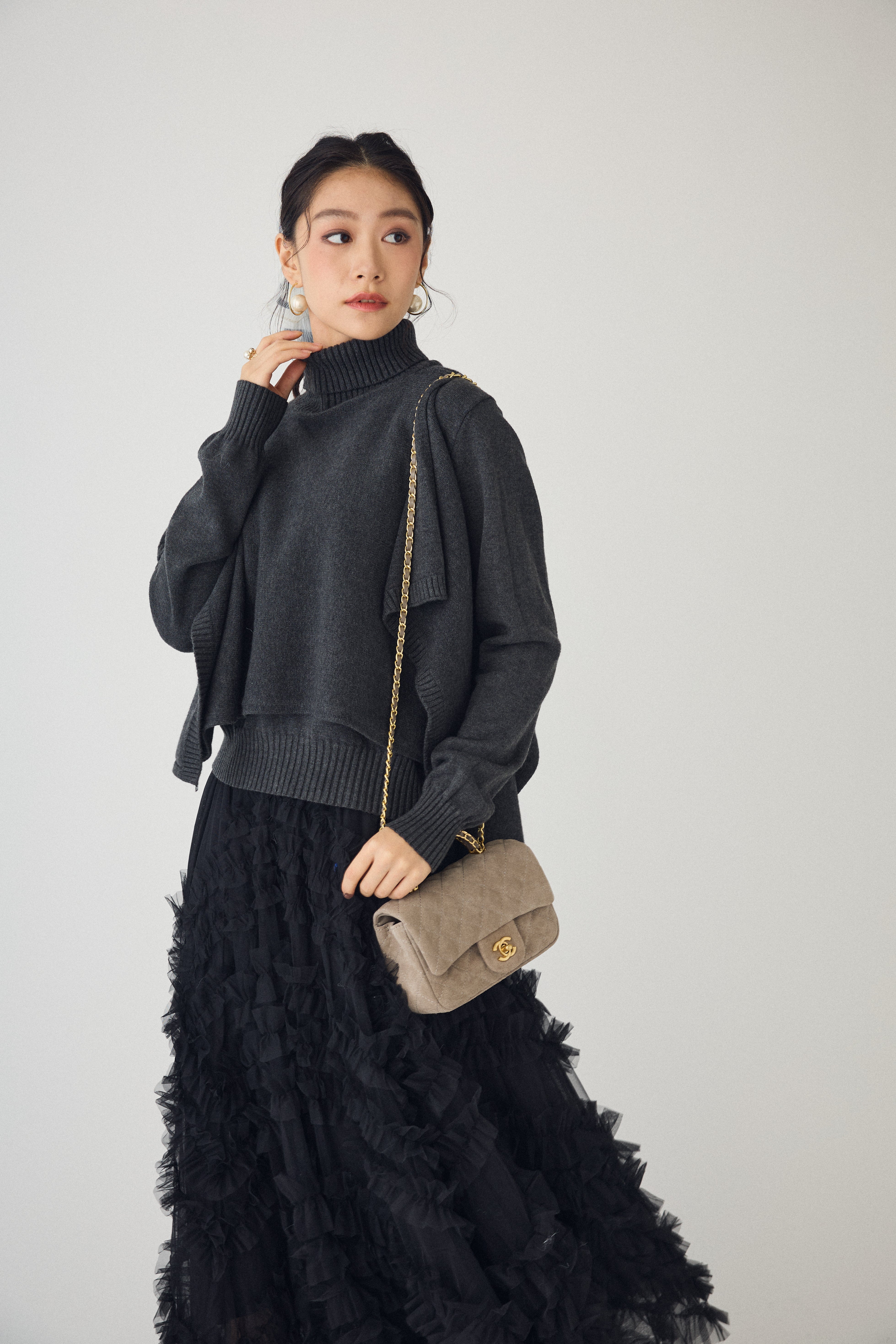 予約]アシメケープ2wayニット – Frene