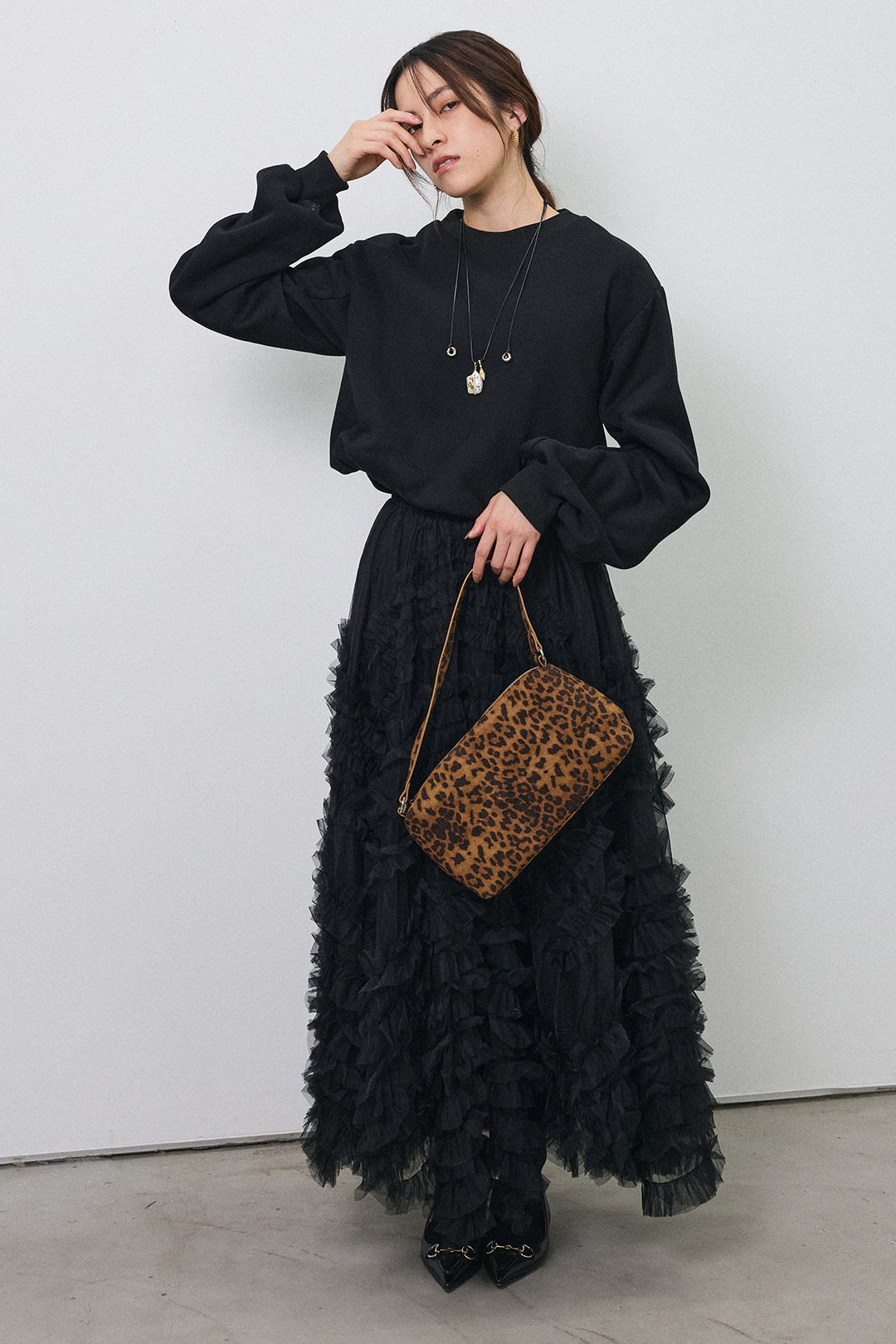 [予約/SET]裏起毛バルーンスリーブプルオーバー+スフレアシメチュールスカート(2set)