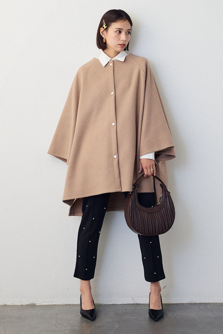[予約/SET]ウールライクドルマンポンチョコート+センターシームランダムパールパンツ(2set)