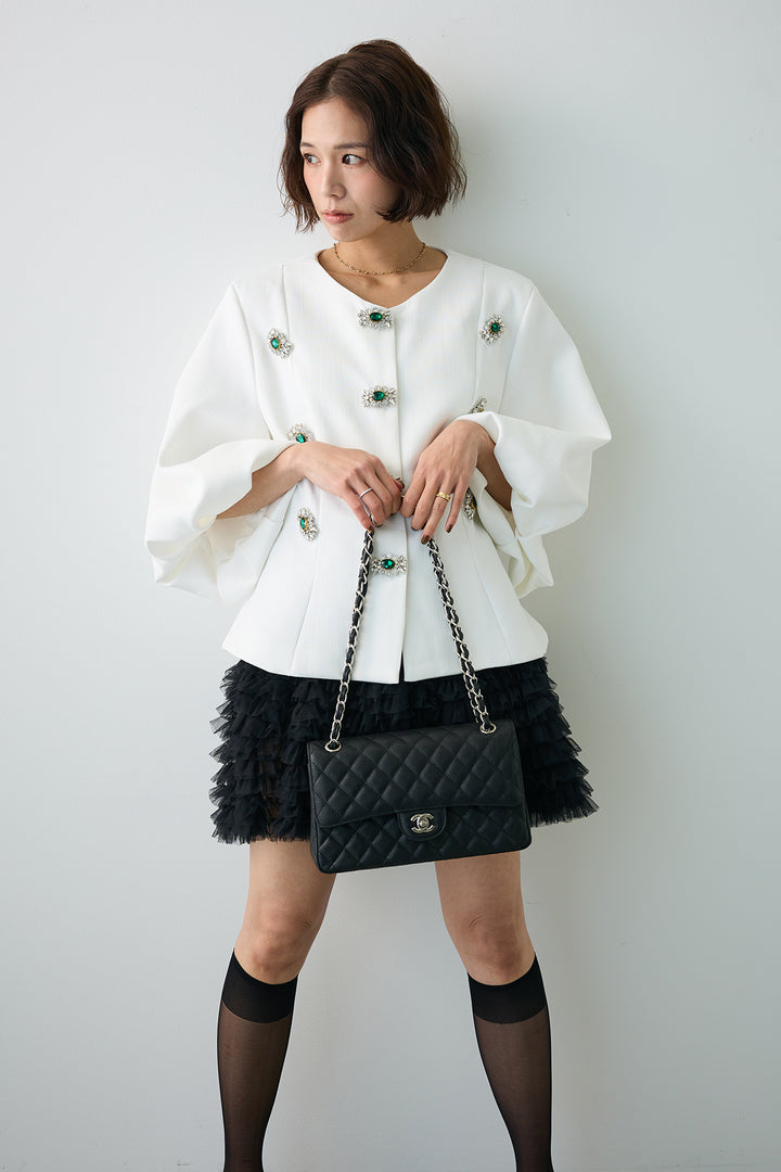 [予約/SET]クラシカルビジュー美ラインジャケット+ホイップチュールミニ丈スカート(2set)