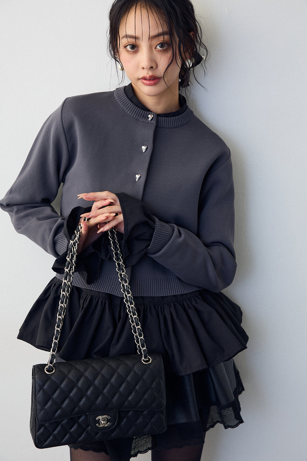 [予約]メタルボタンベーシックカーデ