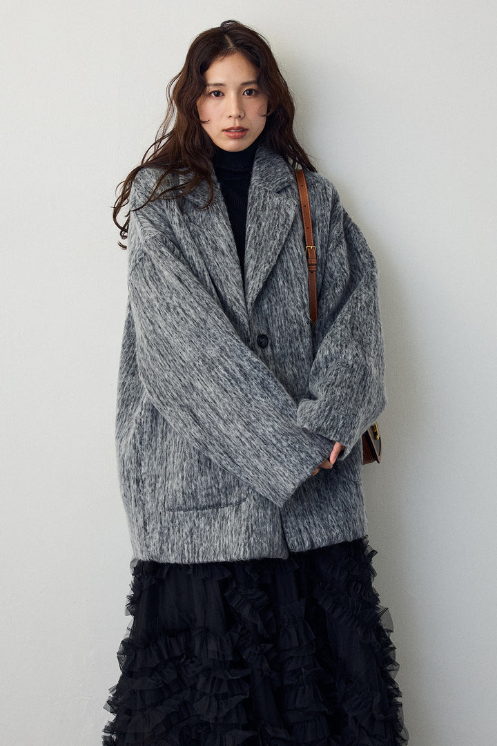 [予約/SET]シャギーミドル丈コート+スフレアシメチュールスカート(2set)