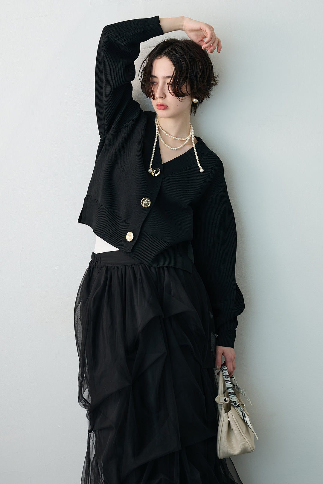 [予約]スポンディッシュBIGボタンクロップドカーデ