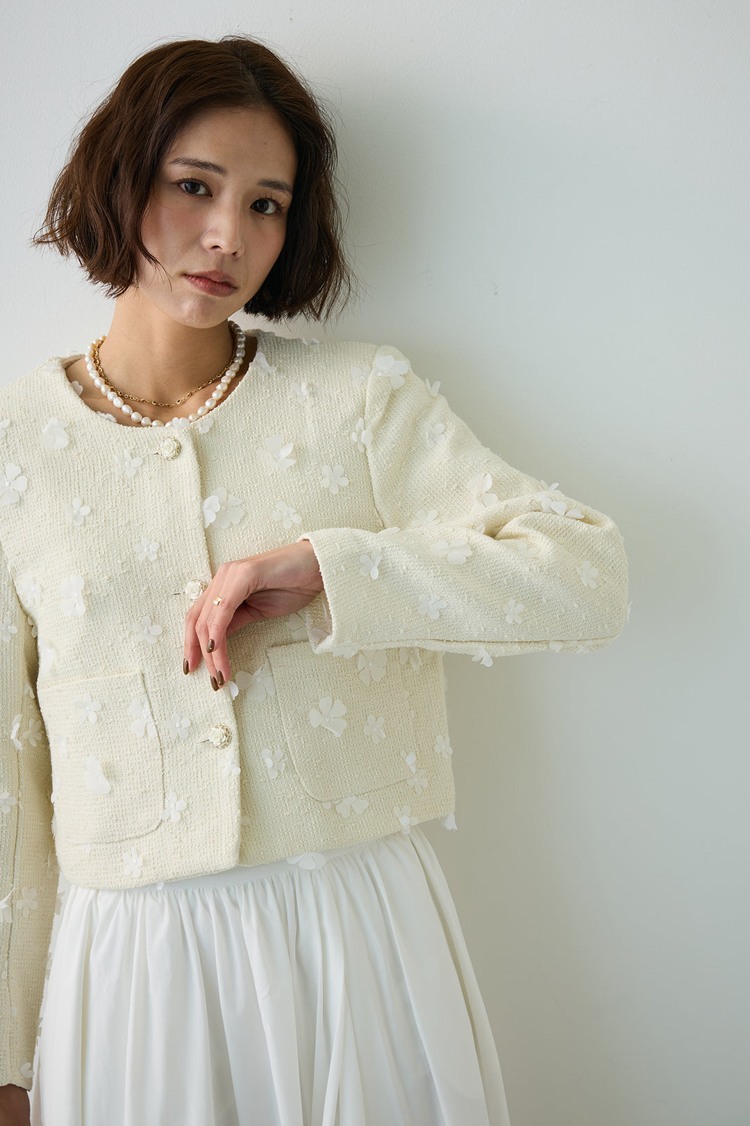 [予約]フラワーモチーフツイードジャケット