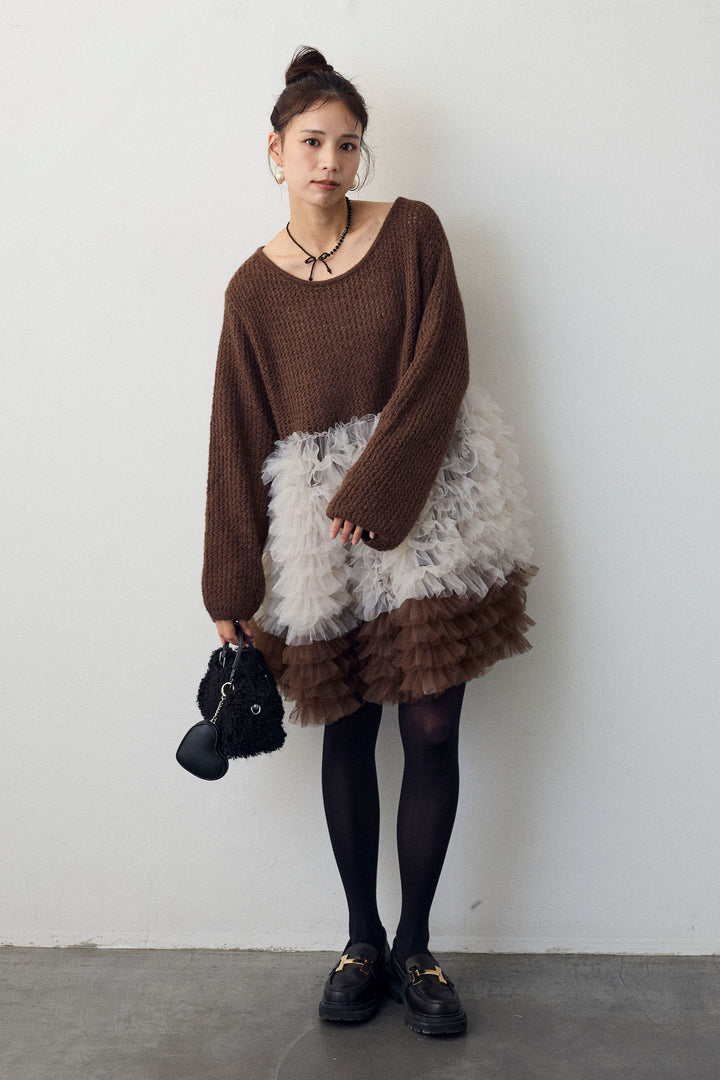 [予約]ホイップチュールドッキングニットワンピ