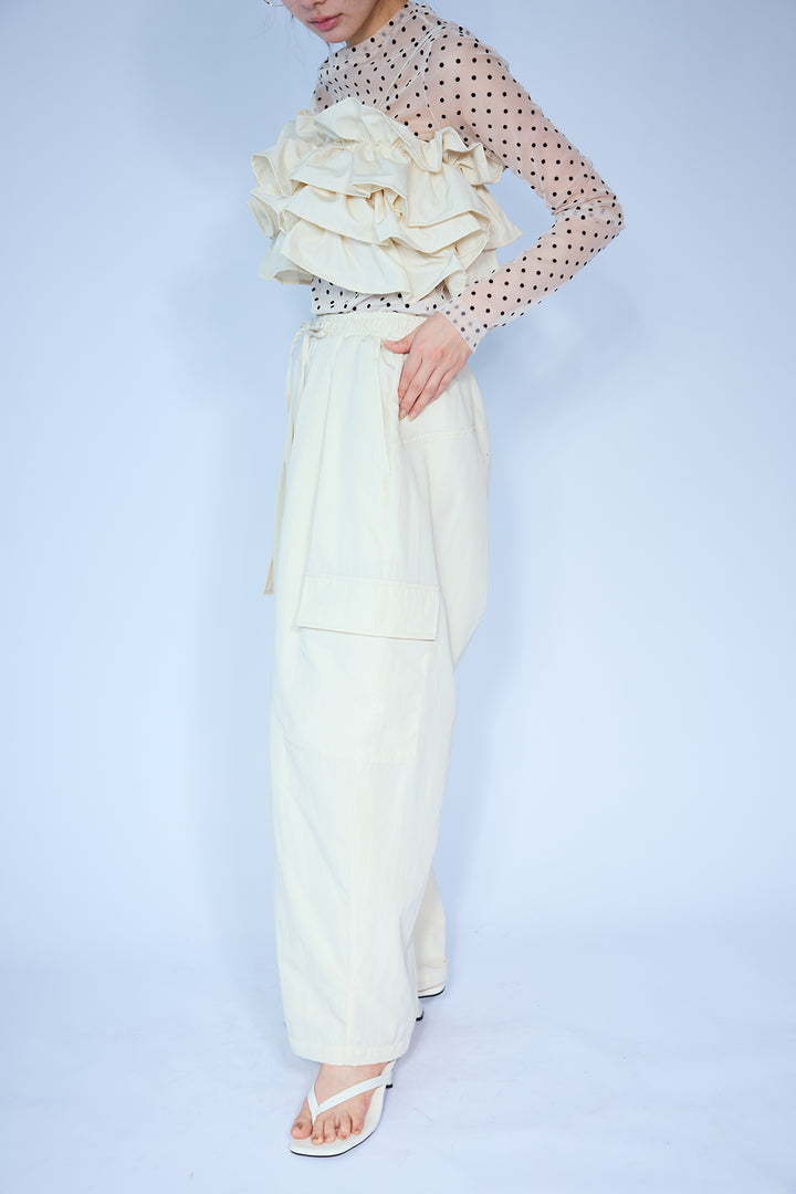 [予約/SET]シアードットフロッキートップス+撥水フリルビスチェ+撥水2wayジョガーパンツ(3set)