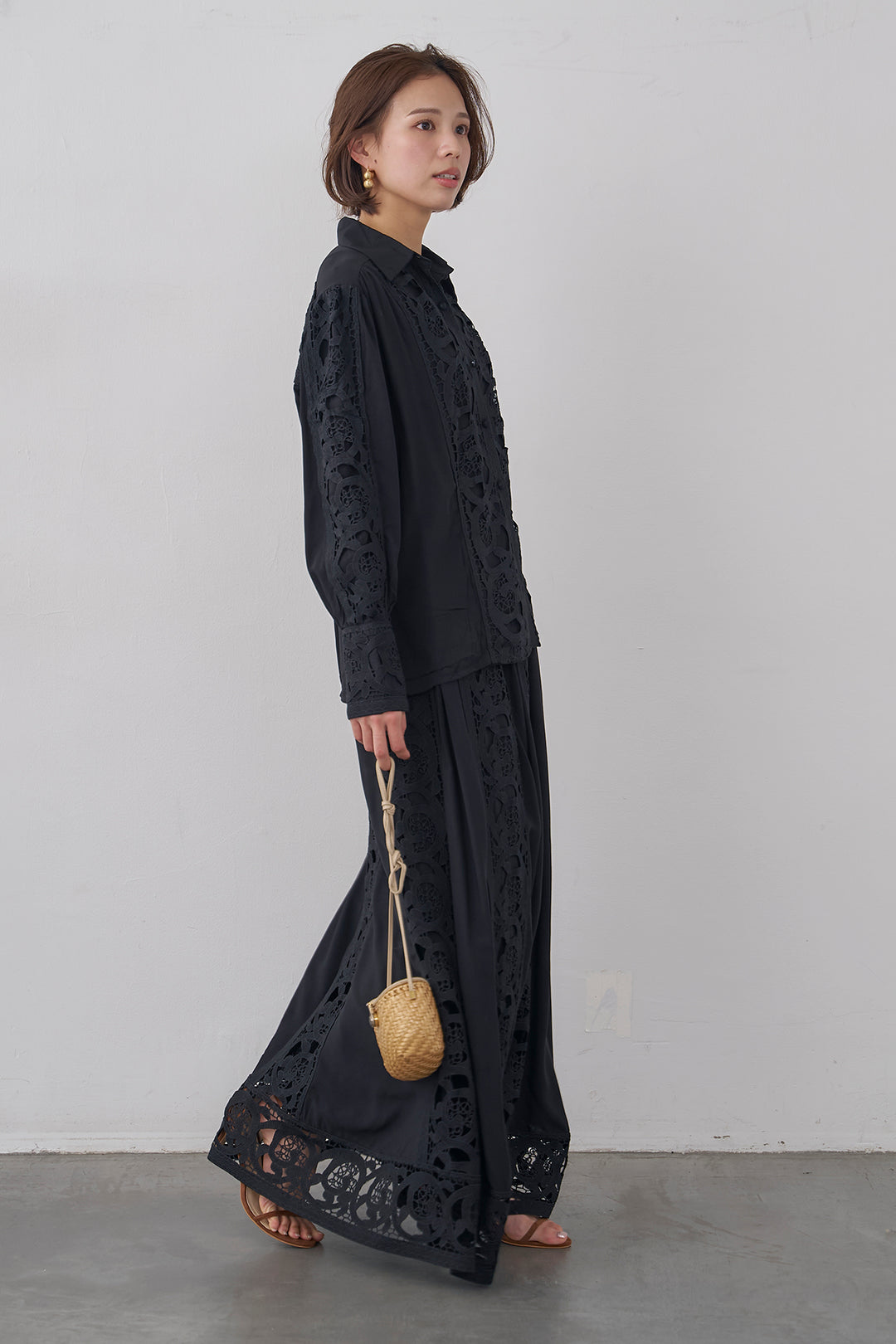 [予約]ヴィンテージライクレースシャツセットアップ