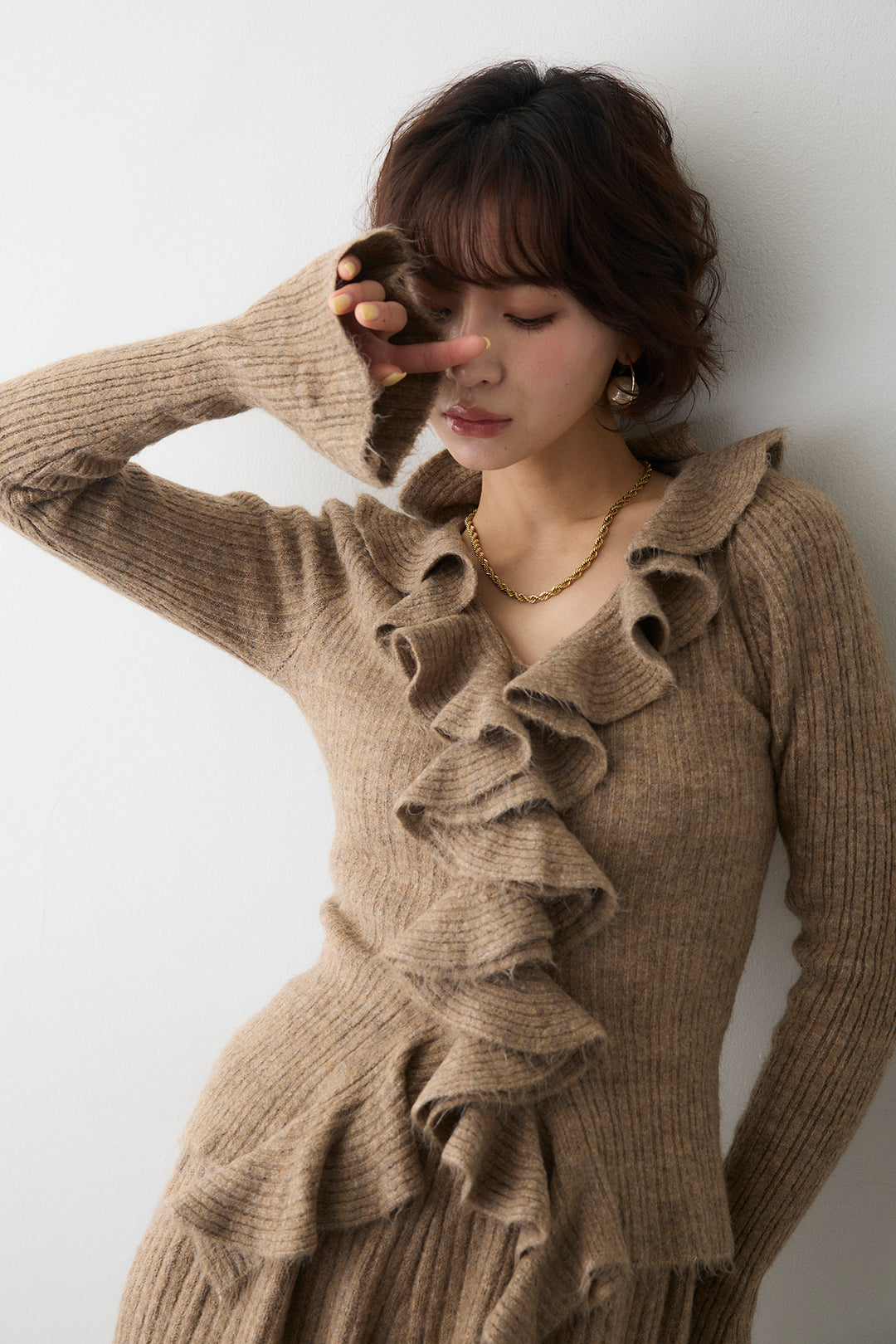 [予約]フロントフリル美ラインニットセットアップ