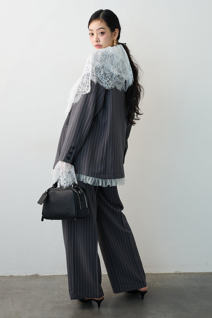 [予約]ハイウエストリボン付きストレートパンツ