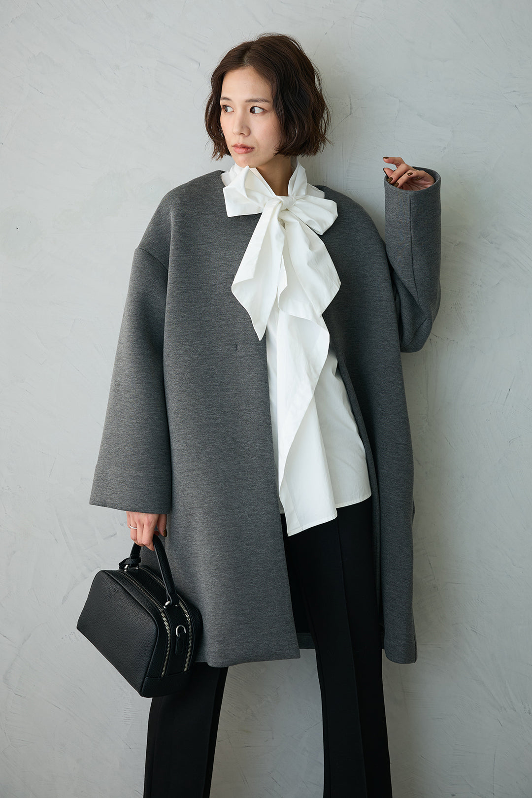 [予約]バックフリルボンディングノーカラーコート