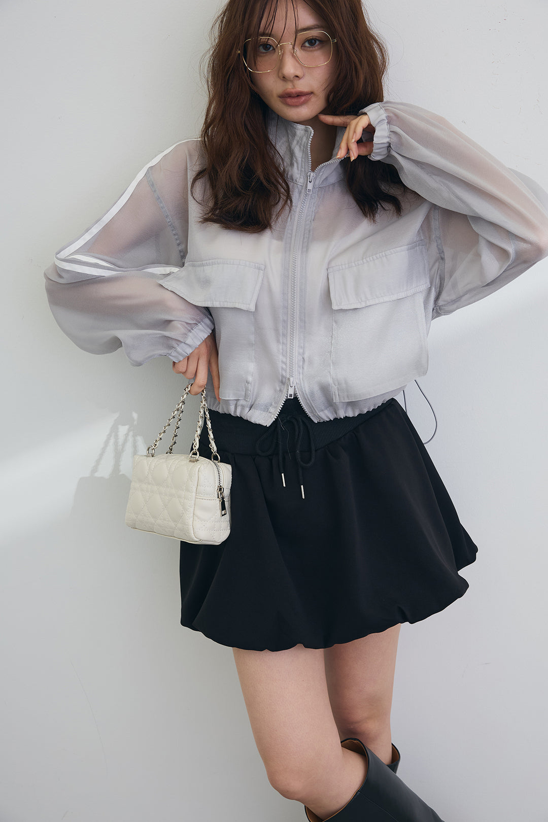 [予約]シアーオーガンジーサイドラインショートブルゾン