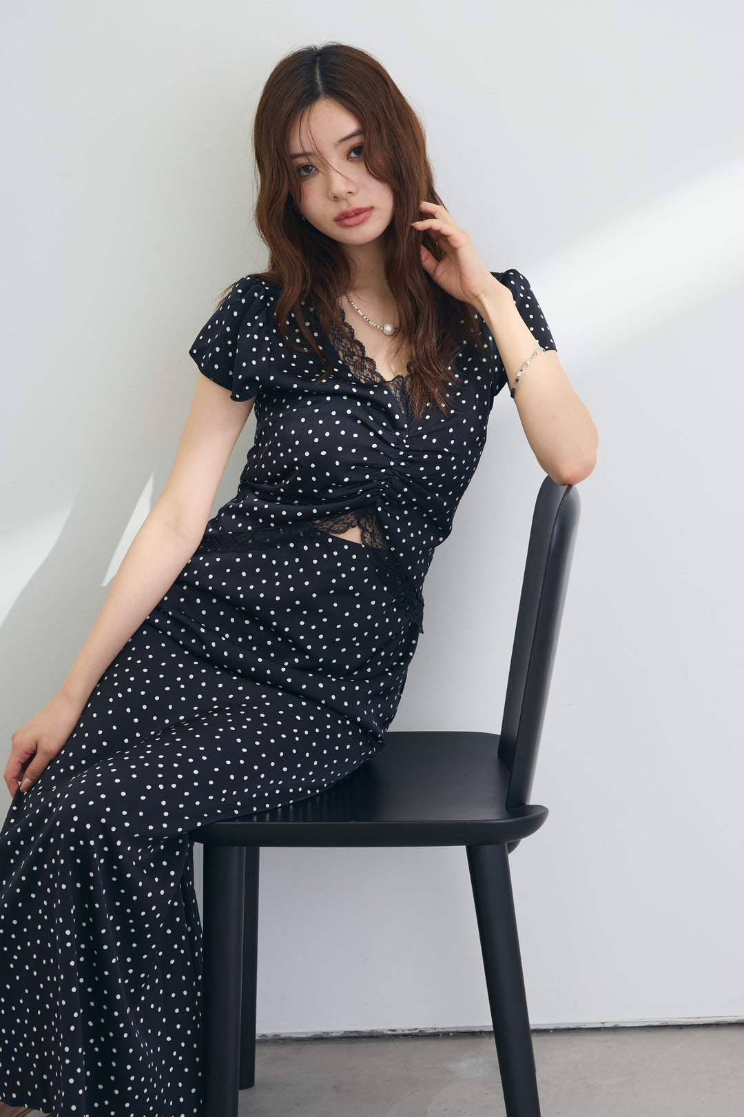 [予約]フロントカットドット美シルエットワンピ