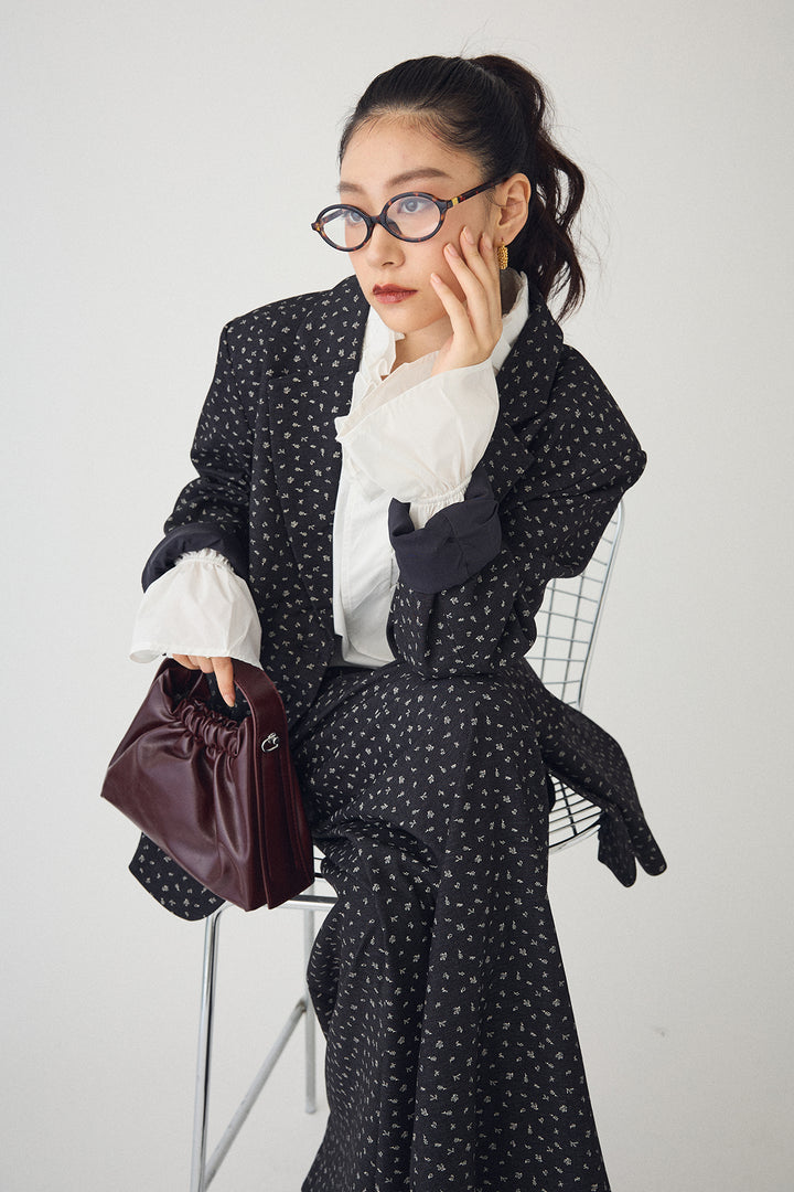 [予約/SET]ダブルプリーツカラーブラウス+ヴィンテージフラワー柄セットアップ(2set)