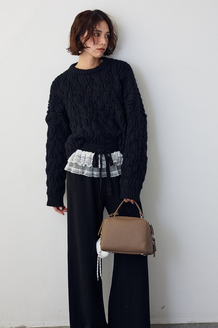 [予約]ニュアンスケーブルクロップドニット