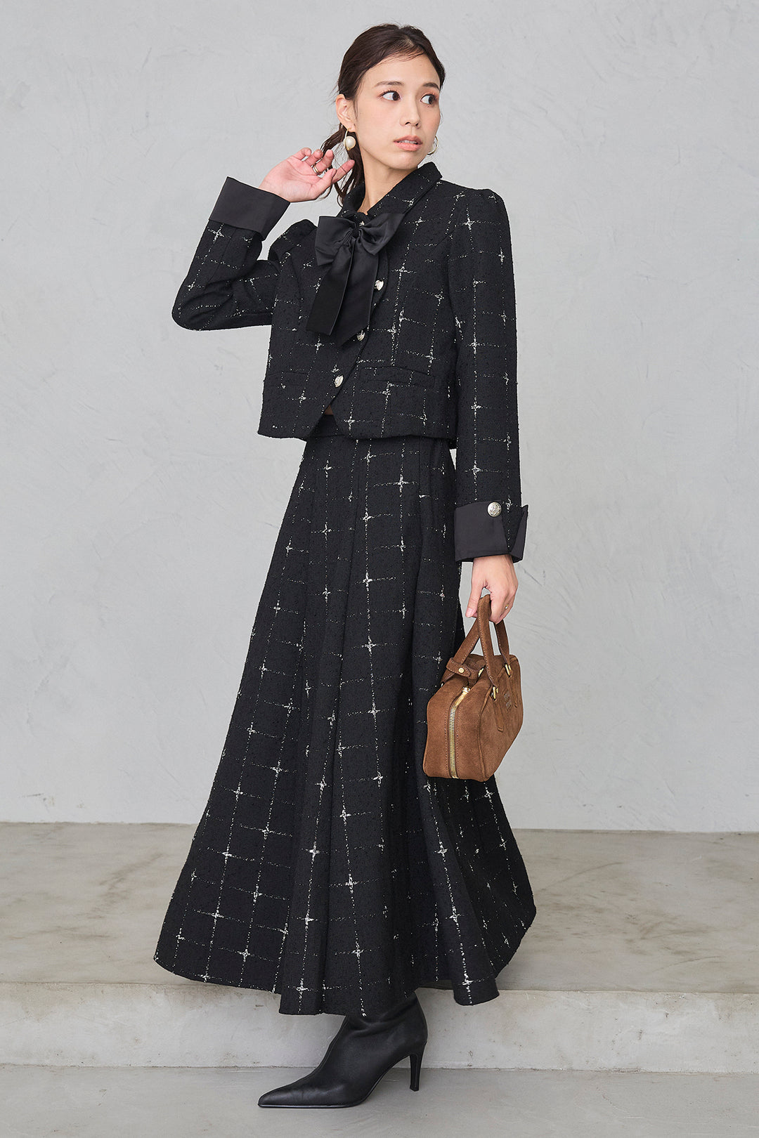 [予約]クラシックラインツイードリボン2wayセットアップ