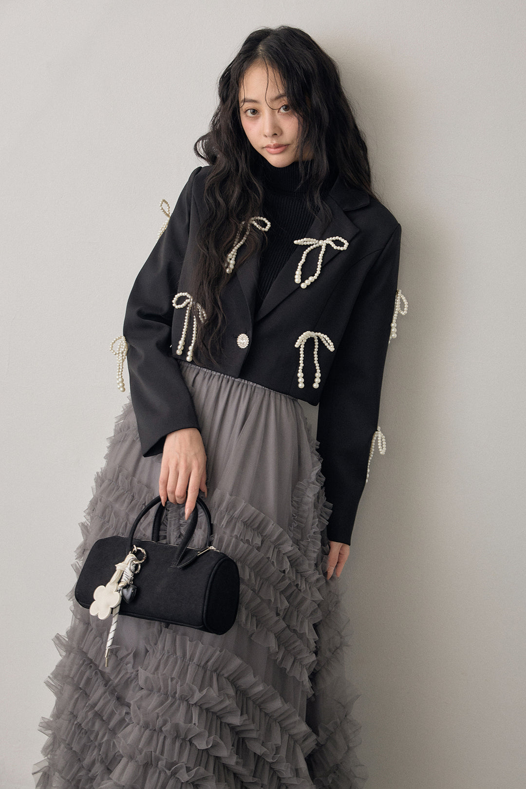 [予約]パールリボンクロップドジャケット